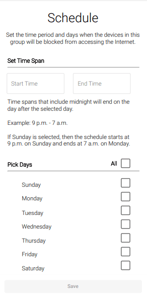 CenturyLink app screen for scheduling internet access