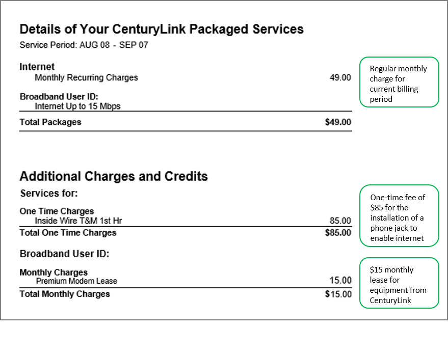 What to Expect on Your First Bill CenturyLink
