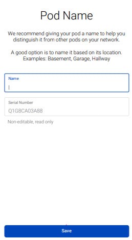 Adding a new WiFi pod in the app - name the pod