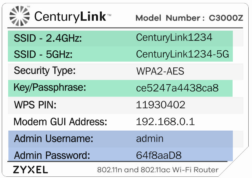 centurylink router default password