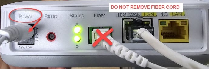 do not remove the fiber cord from the bottom of the SmartNID